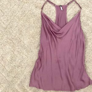 Lavender silk drop neck blouse
